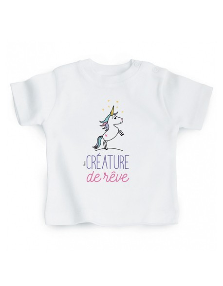 T Shirt Bebe Licorne Creature De Reve Bubble Gum