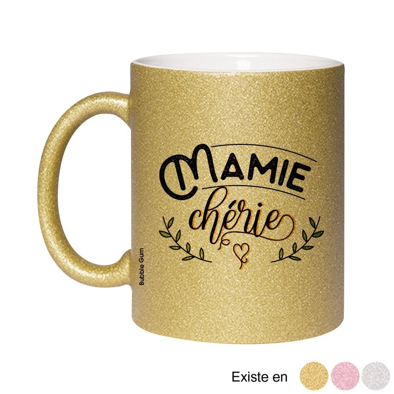 Mug paillette - Mamie chérie