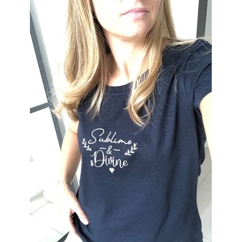 T-shirt femme paillettes Sublime et divine