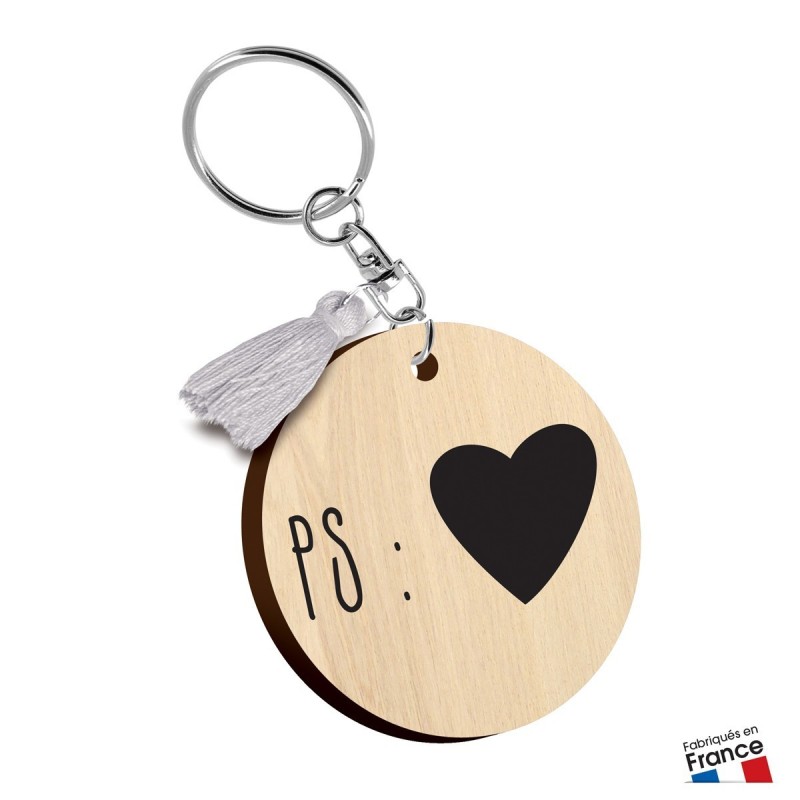 Porte clés imprimés - PS: coeur